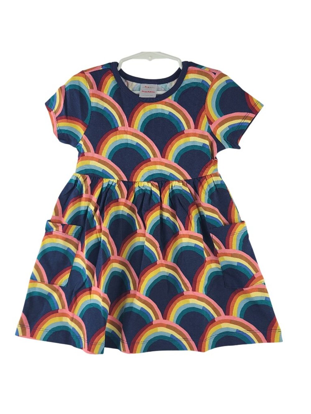 NEW Hanna Andersson Girls Short Sleeve Pocket Dress Rainbow Print Sz 3T